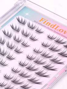FindLove 60pcs Pre Glued Lashes Large Capacity Fox Eye Cartoon Style Glue Free Lash Natural Pointed Single Cluster Lashes Create Camera-Ready Makeup Look DIY Adhesive Thin Dense Single Cluster False Eyelashes Soft And Lightweight Travel Makeup Tools - C - View 5