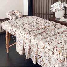 3 PiecesVintage Botanical Print Spa Bedding Set, Smooth Lightweight Beautician Massage Bed Cover - Multicolor - View 2