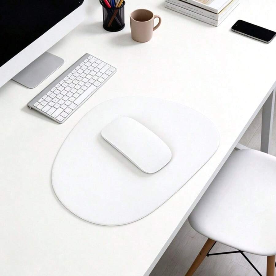 1pc Cute Oval Waterproof PU Leather Mouse Pad, Non-Slip Pad, Home Office School Computer Laptop Mouse Accessory - View 1