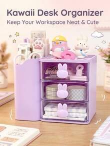 Multifunctional 3-Compartment Drawer Desktop Organizer, Multi-Layer Partition Storage, Compact Space-Saving, Smooth Sliding, Open Handle, Stackable, Dust-Proof, Minimalist Versatile, Suitable For Office Supplies, Bedroom, Desktop, Jewelry Storage - Multicolor - View 9