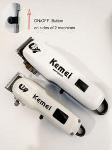 Kemei 2pcs Professional Electric Hair Clipper Set USB Rechargeable Cordless Trimmer KM-PG809A And KM-232 Men's Grooming Home Set White Series - White - View 6