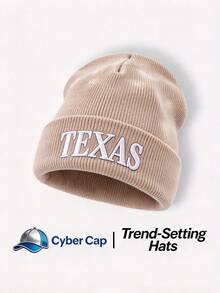 1pc Funny Letters TESAS Embroidered Knit Beanie, Y2K Streetwear Style Warm Unisex Knitted Hat - Multi-color - View 7