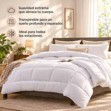 White Polyester Quilted Comforter With Square Pattern, Soft Breathable Duvet Insert, Available In 160x220cm, 180x220cm, 220x220cm And 220x240cm - White - View 4