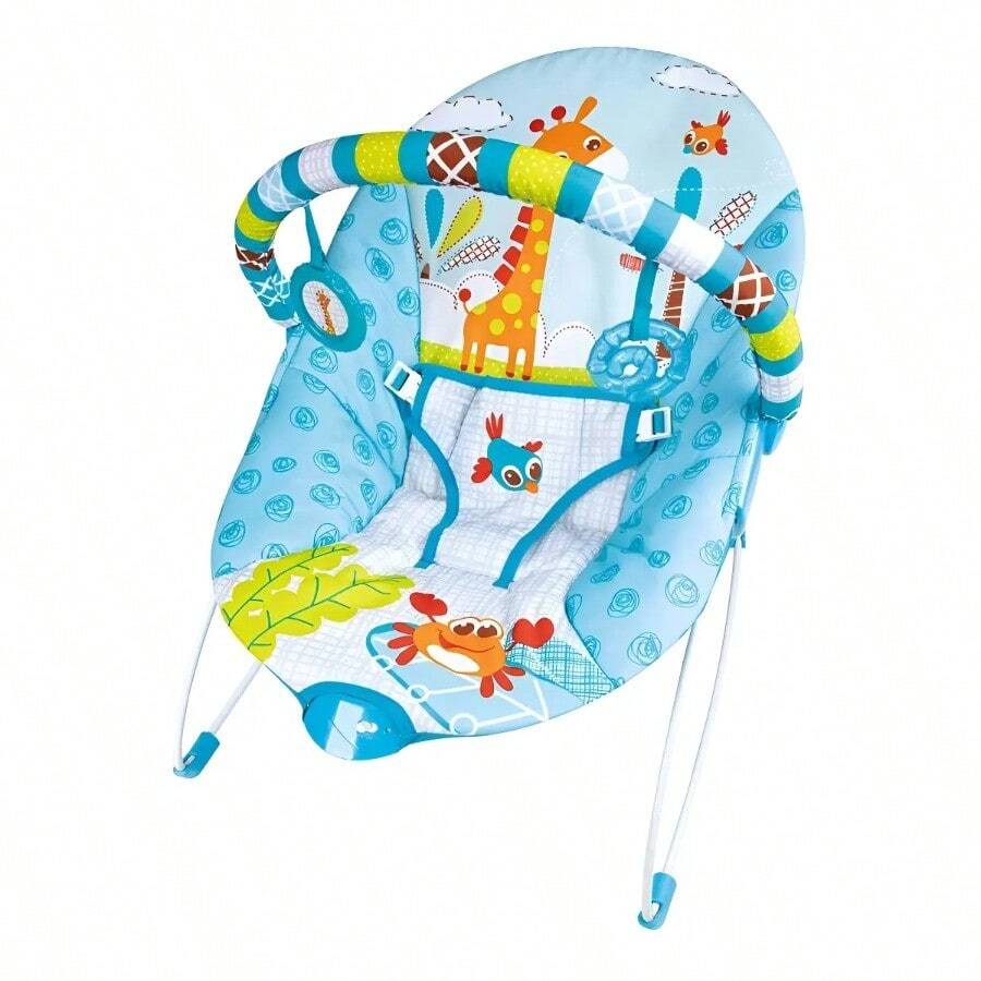 Silla Mecedora Vibratoria para Bebé con Asiento Acolchado, Color Rosa Liso - Azul - Ver 1