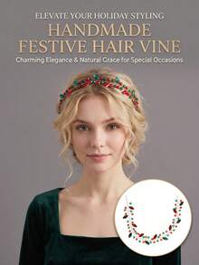 1pc Elegant Vintage Red & Green Rhinestone Vine Hair Accessory ...
