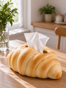 1pc Realistic Bread-Shaped Tissue Box, Fun Pretzels/Toast Design, Suitable For 4.3 X 3.1In Tissue Size,Desktop Tissue Organizer,For Living Room,Bedroom,Kitchen,Office,Cafe,Bakery Creative Food-Themed Home Decor.Room Decoration, Christmas Gifts - Multicolor - View 2