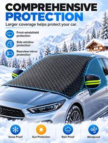 1pc Winter Car Snow Cover, Fits All Car Models, Anti-Ice Cover, Durable Oxford Cloth Front Windshield Cover, UV Resistant, Snowproof, Easy Installation, Suitable For Winter Driving, Summer Sunshade, Car Window Snow Cover, Front Windshield, Car Accessories - A - View 10