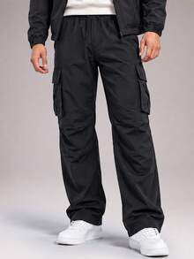 CZRLHYT Men's Loose Straight Leg Drawstring Waist Sweatpants, Comfortable And Durable, Suitable For Outdoor Activities, Running And Fitness Workouts - Black - View 3