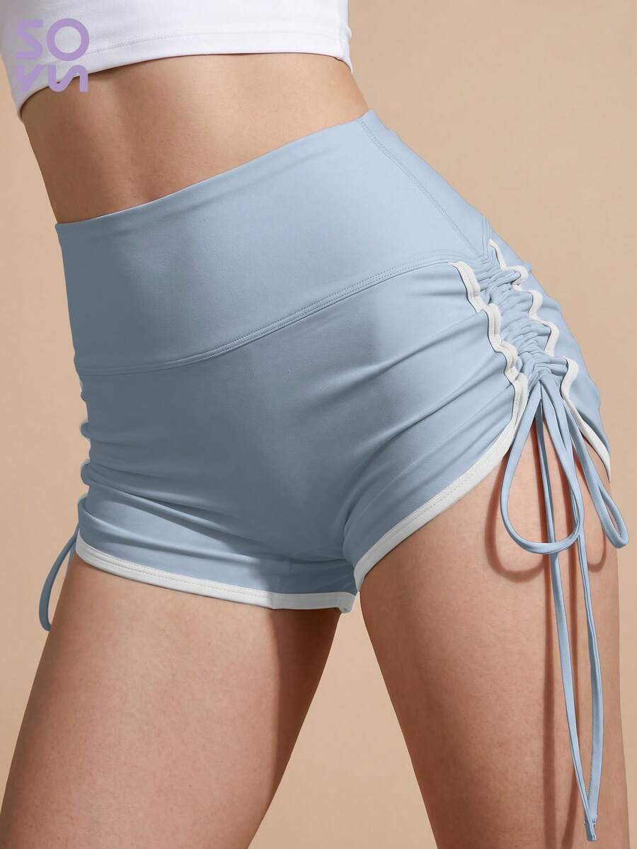 Soyun New Women's Outdoor Quick-Dry Shorts, Colorblock Design, Breathable And Comfortable, Suitable For Daily Fitness And Running - Baby Blue - View 1