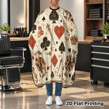 1pc Poker Suit Pattern Adult Haircutting Cape, Adjustable Neck Barber Apron, Lightweight Reusable Styling Cape, Suitable For Hair Salon And Home Hair Dyeing - Multicolor - View 4