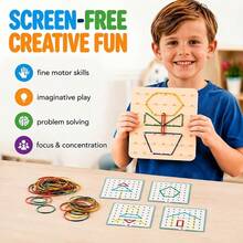 Geometric Sensory Board Toy, Pegboard Puzzle Game, Educational Shape Building Toy, Develops Children's Thinking, Spatial Orientation, Creativity And Imagination. - Multicolor - View 4