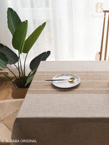 Bubaba Bohemian Farmhouse Style Beige Rectangular Tablecloth, White Embroidered Stripes With Tassel Trim, Linen-Textured Cotton Polyester Blend Tablecloth, Rustic Vintage Restaurant Decor, Suitable For Kitchen, Dining Room, Daily Use And Holiday Gatherings - Multicolor - View 9