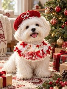 Christmas Pet Scarf Made Of Polyester Fiber. It Is An Excellent Accessory For Lively Small Dogs And Cute Cats, Suitable For Daily Indoor Wear, Outdoor Parties And Other Occasions. - Multicolor - View 9