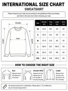 Women's Y2K Oversized Crew Neck Letter Print Sweatshirt, Casual Fall, Airport Black Spring - Black - View 6