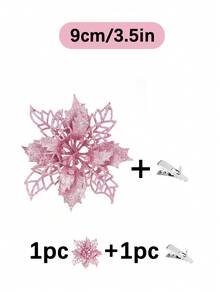 1/5/10/20件組 金色亮片紅色人造聖誕花夾飾，3.5"/5.9"/9.4"花頭，適用於聖誕樹、花環、婚禮、新年派對、樓梯、窗戶、壁爐、露台及節日裝飾 - 粉色 - 查看 20