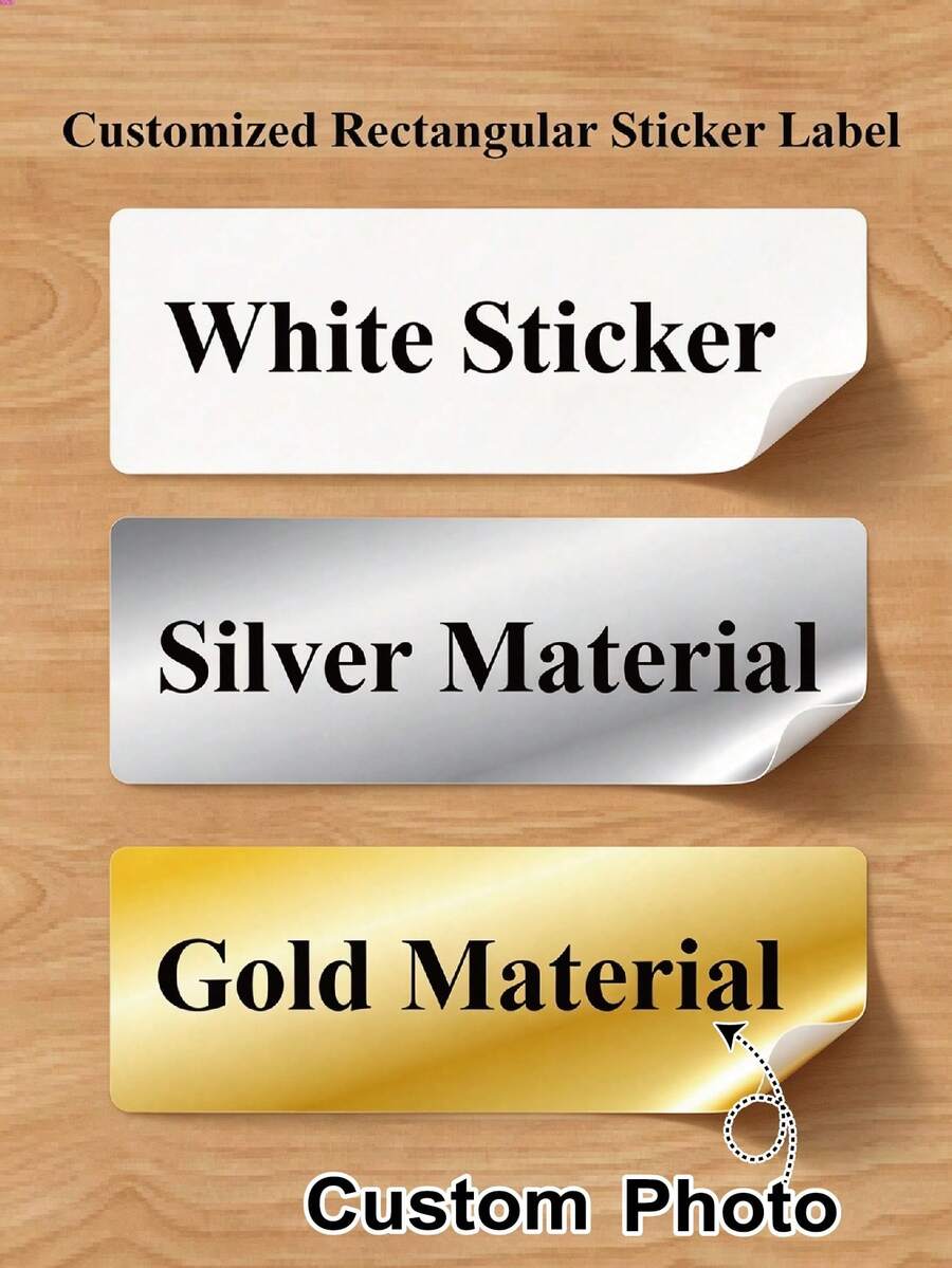 100pcs 2.7*7.7cm Customized Rectangular Stickers - Customized Labels - Rectangular Labels - Customized Stickers - Logo Stickers - Packaging Stickers - Promotional Business Stickers - Customizable Marketing And Branding Stickers - Rectangular - View 1