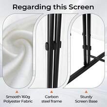 4-Fold Foldable Screen Plastic Feet 160g Polyester Fabric Carbon Steel Frame 6FT Off-White - Multicolor - View 3