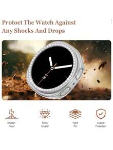 3 Packs Bling Glitter Bumper Case Diamond Frame Shell Compatible With Samsung Galaxy Watch 8/9 40mm 44mm Sparkling Electroplated Rhinestone Ultra-Thin Hard PC Hollow Protective Cover For Galaxy Watch 8/9 44mm 40mm Watch Unisex - 3 Pieces - View 3
