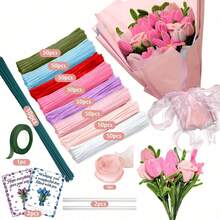 216/266/416Pcs Multi-Color Pipe Cleaners Craft, Pipe Cleaners Bulk With Video Tutorial, Flower Making Kit, Chenille Stems, Floral Wires & Tape, DIY Bouquets, Handmade Valentine's Gift And Party Decorations - SET - View 14