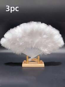 1/2/3pcs Fashion Hand Fan, Foldable Photo Prop, White Black Red Optional, Suitable For Dance Tea Party Wedding Stage Decoration, Halloween Cosplay Handheld Item, Photo Prop - A - View 20