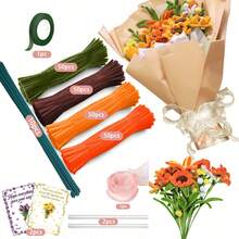 216/266/416Pcs Multi-Color Pipe Cleaners Craft, Pipe Cleaners Bulk With Video Tutorial, Flower Making Kit, Chenille Stems, Floral Wires & Tape, DIY Bouquets, Handmade Valentine's Gift And Party Decorations - SET - View 15