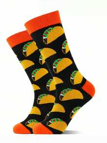 1/4 Pair Delicious Food Print Socks, Comfortable Breathable Mid-Calf Socks, Fun Daily Wear - Multicolor - View 9