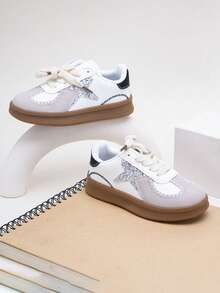Unisex Kids Fashion Slip-On Hook & Loop Athletic Shoes, Versatile Back-To-School Sneakers, Suitable For All Seasons And Outdoor Activities - Beige - View 4