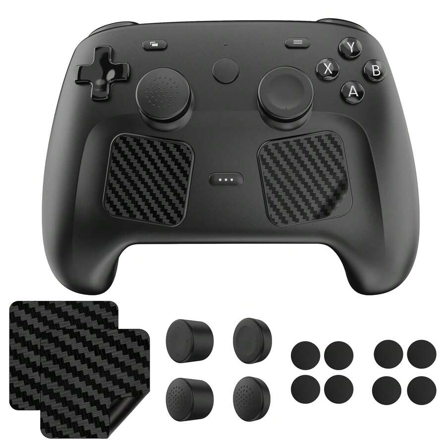 Silicone Anti-Slip Sweat Resistant Thumb Grips Kit For Valve Steam Controller 2026 / Steam Controller 2, Carbon Fiber Touchpad Stickers, 1.5mm & 2mm Back Button Silicone Pads, Ergonomic Texture Grip, Game Controller Gaming Accessories - View 1