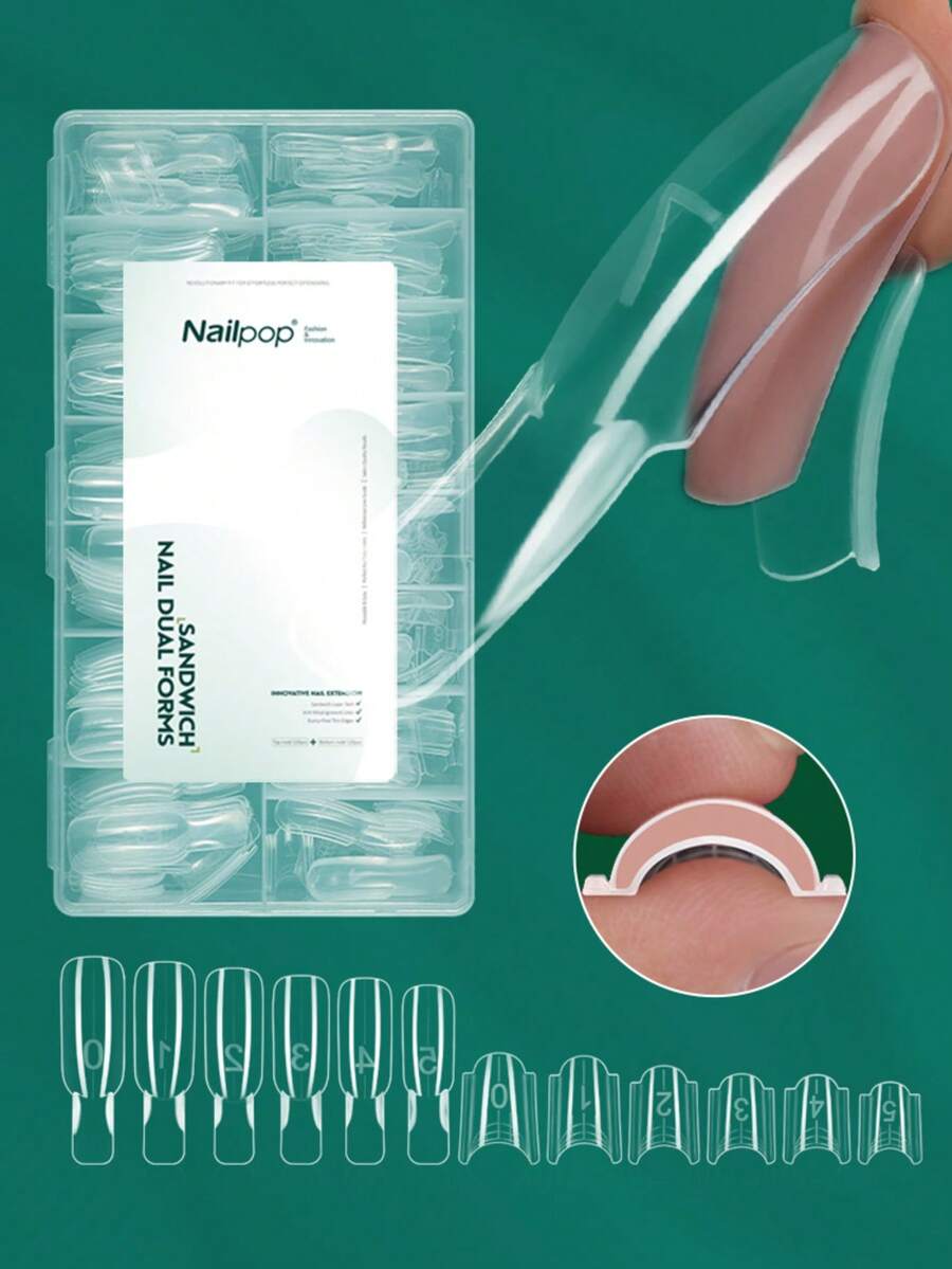 Curved Dual-Effect Nail Extension Mold Sandwich Style No Gel Buildup ...