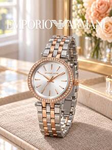 Michael Kors MK3298 Petite Darci Series Women's Quartz Watch Silver & Rose Gold Two-Tone Steel Band Small Dial - White - View 1