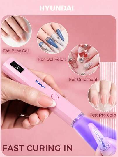 HYUNDAI Portable Nail Gel Curing Lamp, Nail Dryer, USB Mini Nail Dryer Lamp, 180mAh Battery UV LED Nail Lamp, Suitable For Curing All Nail Gels, For Home Nail Salons