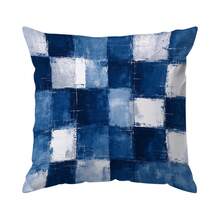 4pcs/1pc Blue Gray Square Abstract Grid Pattern Pillow Case, Single-Sided Printed Pillow Cover, Suitable For Living Room Bedroom Home Decor, All Season Pillow Case - Multicolor - View 15