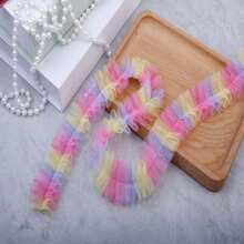 1 Yard Rainbow Double Layer Ruched Fluffy Tulle Light Color Gradient Transparent Mesh Lace Trim, Suitable For DIY Clothing, Party Dresses, Headbands And Hair Accessories - A - View 4