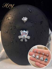 HPY905-Bowknot Colorful Rhinestone Bear Navel Piercing - Multicolor - View 8