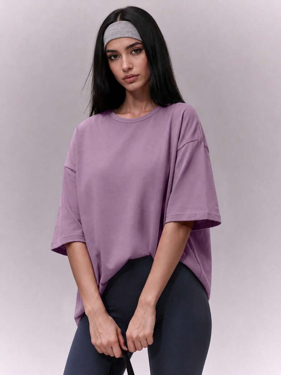 Speed mate Women's Casual Loose Round Neck Short Sleeve T-Shirt, Basic Sportswear Top, Spring/Summer
