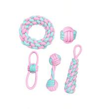 5pcs Dog Handmade Braided Rope Toys Set, Chew Toys For Medium & Small Dogs, Tug Of War, Fetch, Dental Care, Interactive Pet Toys - Multicolor - View 22
