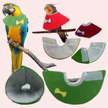 1pc Soft Plush Round Parrot Recovery Elizabeth Collar, Round Neck Protector, Prevents Unhealthy Feeding, Anti-Pecking Protective Sleeve, Suitable For Budgies, Lovebirds, Cockatiels, Wire Bird Cage Accessory - Ginger - View 1