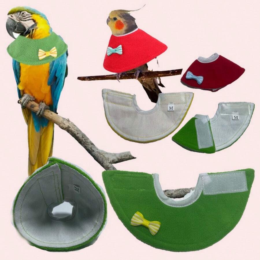 1pc Soft Plush Round Parrot Recovery Elizabeth Collar, Round Neck Protector, Prevents Unhealthy Feeding, Anti-Pecking Protective Sleeve, Suitable For Budgies, Lovebirds, Cockatiels, Wire Bird Cage Accessory - Ginger - View 1