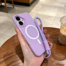 2PCS[Phone Case + Lanyard], Fresh Color Jelly 2-In-1 Magnetic Phone Case Compatible With Iphone 16 17 16e 17e, Matte Feel Anti-Drop Hard Shell Compatible With Iphone 15 14 13 11 16 Pro Max 17 Pro Max 18 Pro Max 12 - Purple - View 5