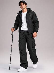 CZRLHYT Men's Loose Straight Leg Drawstring Waist Sweatpants, Comfortable And Durable, Suitable For Outdoor Activities, Running And Fitness Workouts - Black - View 2