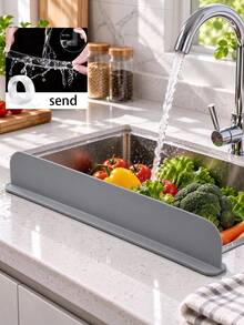 Kitchen Silicone Water Splash Guard For Sink (Double-Sided Adhesive Included) Strong Adsorption Water Barrier Strip, Vegetable Sink Countertop Splash Guard, Dishwashing Sink Water Barrier, Household Silicone Water Block Strip, Washbasin Waterproof Partition, Easy Install Anti-Overflow Guard, Multi-Color Waterproof Silicone Water Guard - Multicolor - View 5