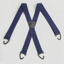 1pc Solid Color Elastic Strap Suspenders 4-Clip All Season Men's - A - View 13