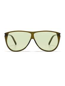 1 Pair Men's Oversized Frame Niche Design Casual Minimalist Fashion Outdoor Cycling Travel Vacation Glasses - Green - View 3