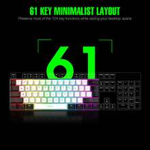 7KEYS G61 60% Compact Wired Keyboard 61 Keys RGB Backlit Small Portable Office Computer Membrane Keyboard Compatible With Windows Tablet Laptop Gaming White And Black - 61 White - View 4