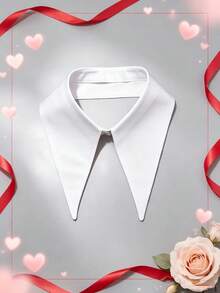 1pc Women's Detachable Fake Collar, Fashionable Large Pointed Collar Fake Shirt Collar, Versatile Detachable Collar, Suitable For Sweaters, Jackets, Daily Casual Wear - White - View 4