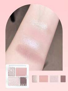 Eunarz 4-Color Matte Glitter Eyeshadow Palette, Soft Powder Texture, High Pigment, Easy To Blend, Long-Lasting Natural Daily Makeup, Makeup Gift Set - #026 GOLDENROSE - View 8