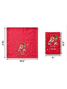 Personalized Christmas Flax Napkin With Name | Candy Cane Initial | Party Table Decor | Christmas Gift For Family & Friends - Multicolor - View 8