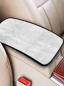 1pc Black & White Universal Car Armrest Box Pad, Plush Car Interior Center Console Cover, Armrest Box Protective Cover Interior Accessory - A - View 2