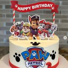 Paw Patrol Birthday Cake Decoration Set, Cartoon Cake Toppers, Birthday Party Supplies - Multi-color - View 2