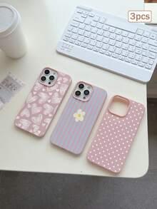 3件組條紋印花 TPU 防震全包覆精準保護殼，適用於 Apple 11/12/13/14/15/16/16Pro/16ProMax/17/17pro/17ProMax/18pro 18ProMax - 彩色 - 查看 2
